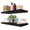 Sorbus Wood Floating Shelves for Wall - 24” Solid Wood Wall Shelves for Bathroom Decor, Books, Bedroom & Living Room - Set of 2 Black Wall Mounted Kitchen Shelves - Durable 100% Premium Solid Pine